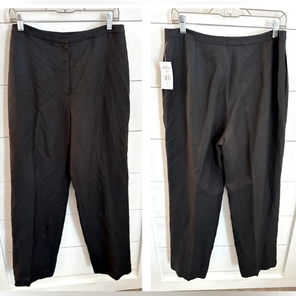 TAHARI Lined black woman linen classic core quiet luxury corpcore slack 12 NWT